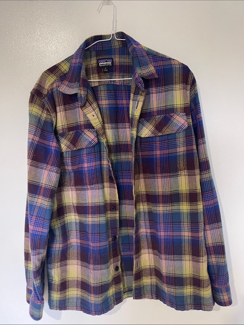 Patagonia organic cotton Plaid Flannel Shirt in Blue, Yellow, Maroon and pink